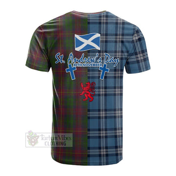 Tartan Vibes Clothing Cairns Tartan Cotton T-shirt Happy St. Andrew's Day Half Tartan Style