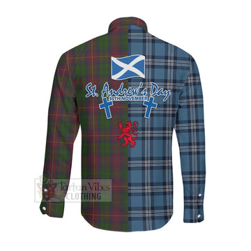 Cairns Tartan Long Sleeve Button Shirt Happy St. Andrew's Day Half Tartan Style Men's Shirt - Tartan Vibes Clothing