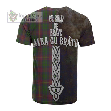 Tartan Vibes Clothing Cairns Tartan Family Crest Cotton T-shirt Alba Gu Brath Be Brave Lion Ancient Style