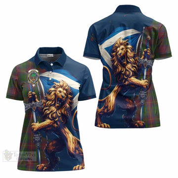Cairns Tartan Family Crest Women's Polo Shirt with Scottish Majestic Lion - Tartan Vibes Clothing