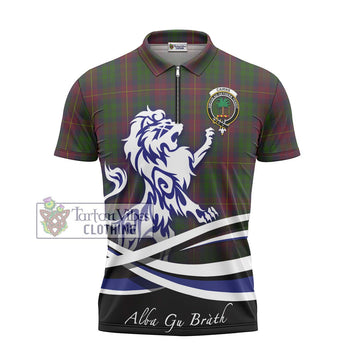 Cairns Tartan Zipper Polo Shirt with Alba Gu Brath Regal Lion Emblem