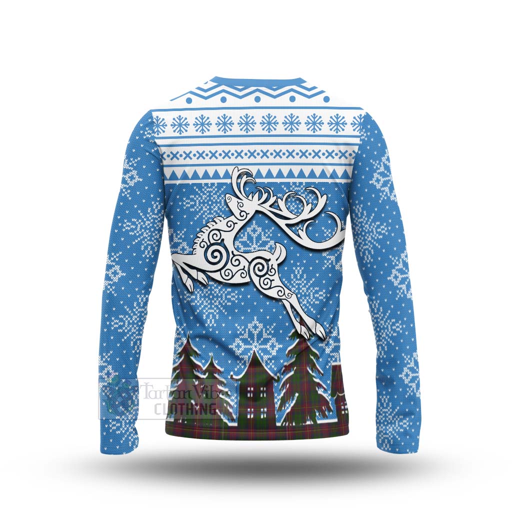 Cairns Clan Christmas Long Sleeve T-Shirt Celtic Reindeer Style - Tartan Vibes Clothing