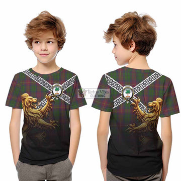 Cairns Crest Tartan Kid T-Shirt with Golden Lion Emblem Celtic Style - Tartan Vibes Clothing