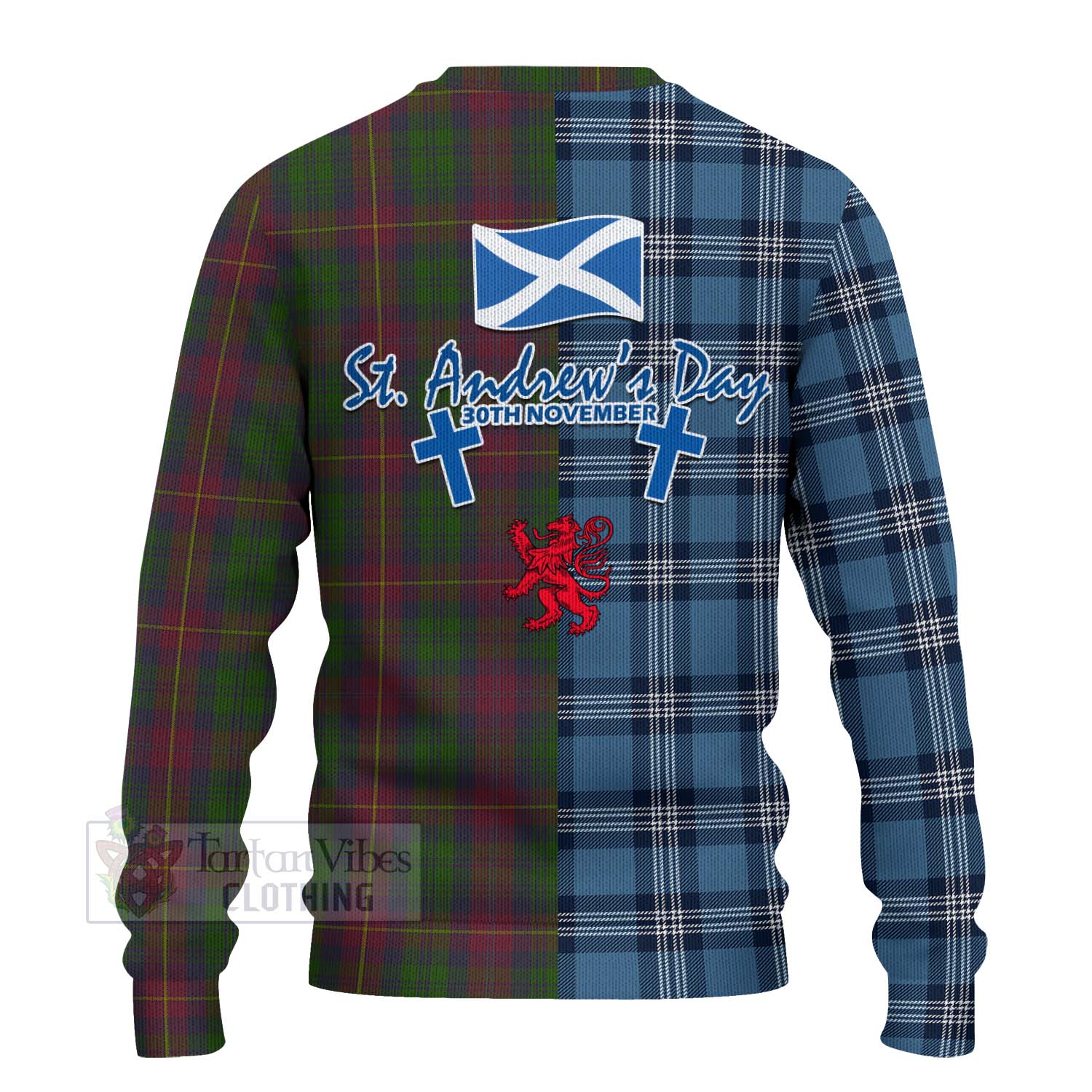 Cairns Tartan Knitted Sweater Happy St. Andrew's Day Half Tartan Style - Tartan Vibes Clothing