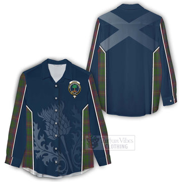 Tartan Vibes Clothing Cairns Tartan Women's Casual Shirt with Family Crest and Scottish Thistle Vibes Sport Style
