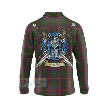 Cairns Tartan Long Sleeve Polo Shirt with Family Crest Celtic Skull Style - Tartan Vibes Clothing