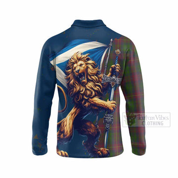 Cairns Tartan Family Crest Long Sleeve Polo Shirt with Scottish Majestic Lion - Tartan Vibes Clothing