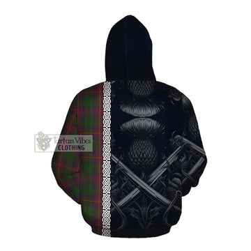 Tartan Vibes Clothing Cairns Tartan Cotton Hoodie with Family Crest Cross Sword Thistle Celtic Vibes