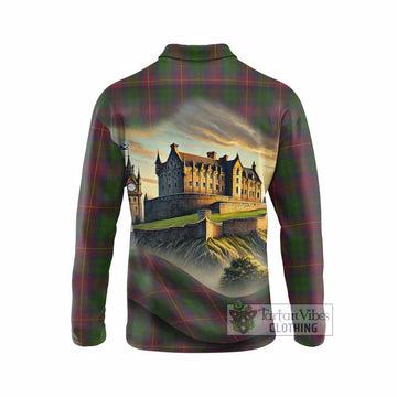 Cairns Tartan Family Crest Long Sleeve Polo Shirt with Scottish Ancient Castle Style - Tartan Vibes Clothing