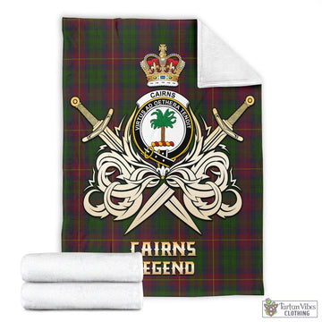Tartan Vibes Clothing Cairns Tartan Blanket with Clan Crest and the Golden Sword of Courageous Legacy