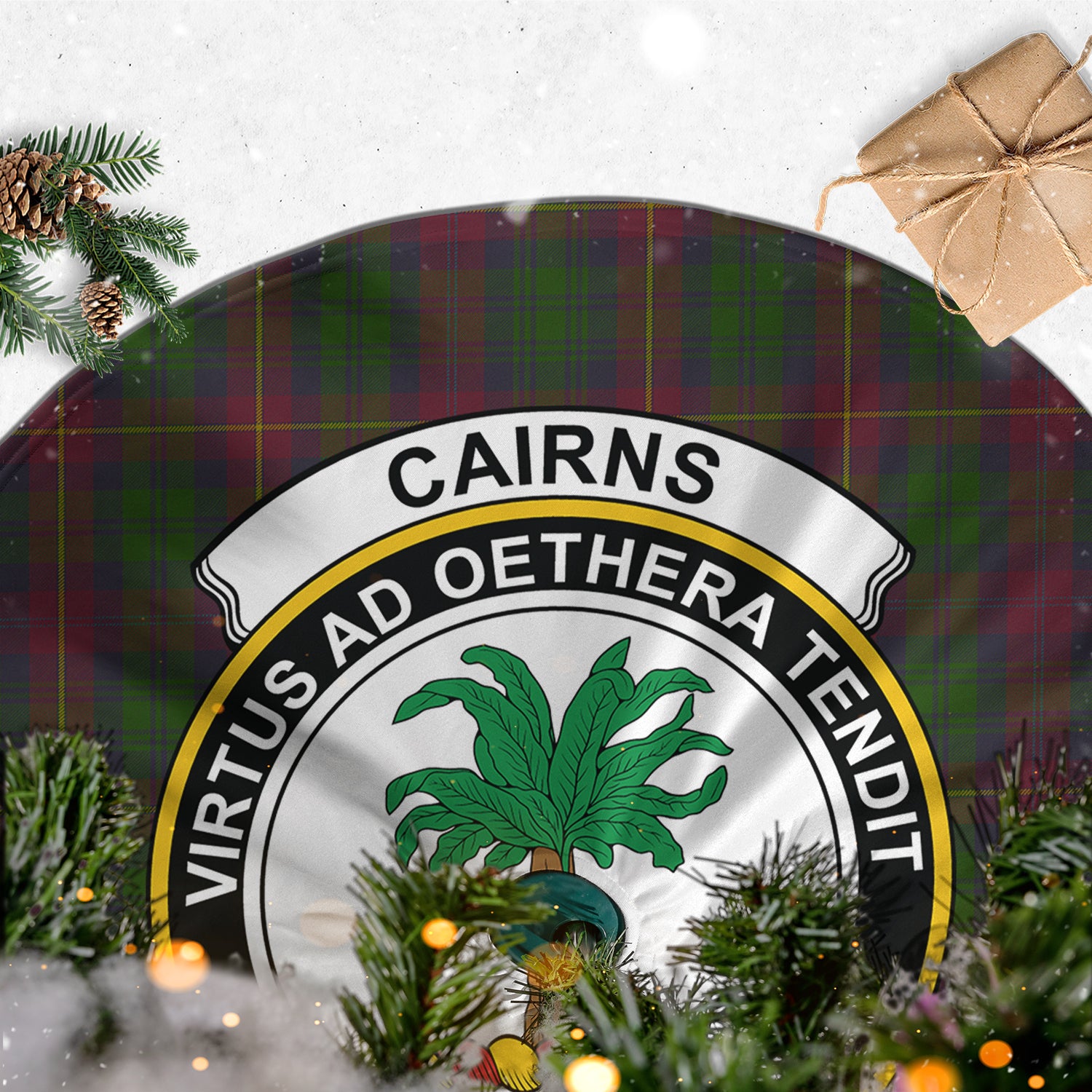 Cairns Tartan Christmas Tree Skirt with Family Crest - Tartan Vibes Clothing
