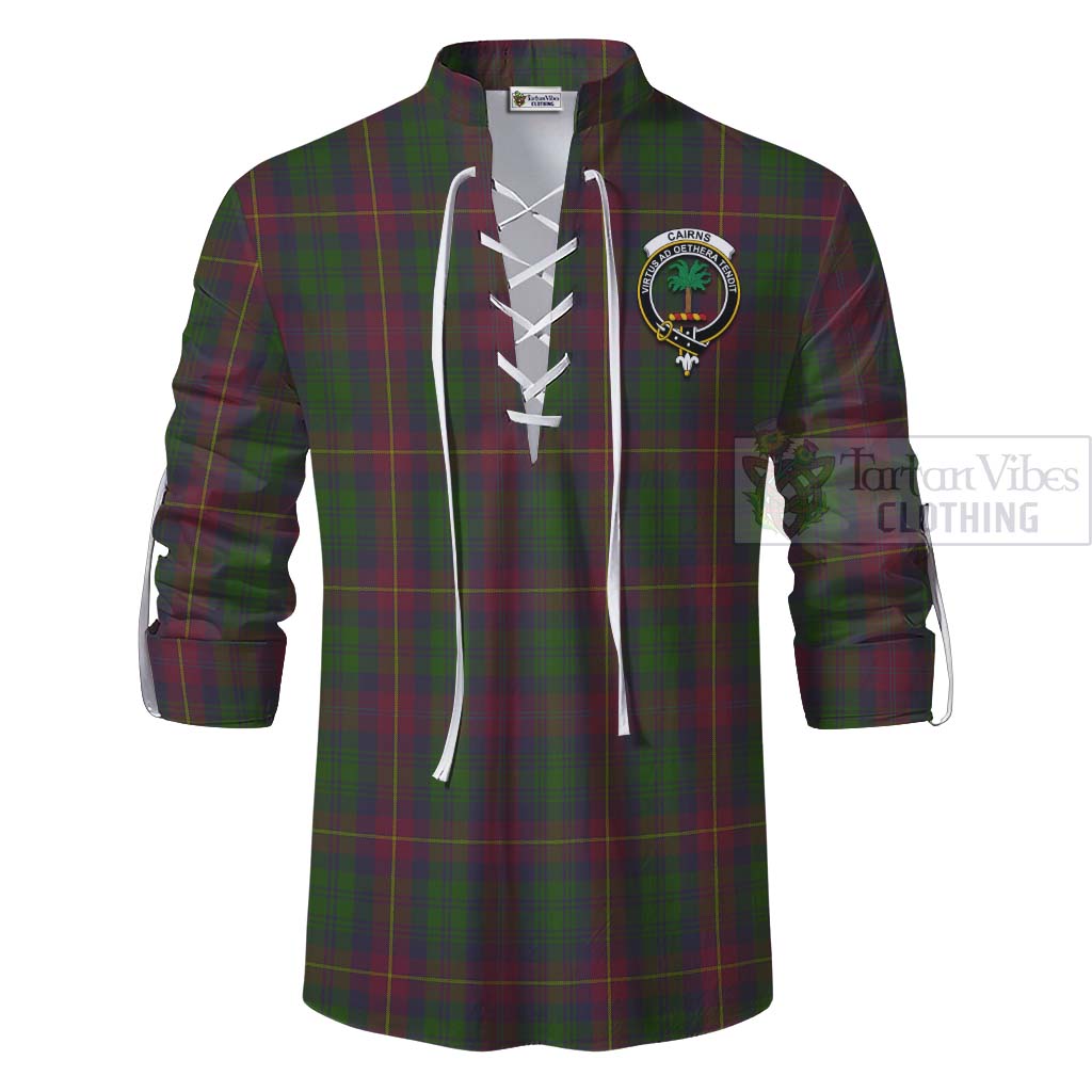 Cairns Tartan Ghillie Kilt Shirt with Family Crest Celtic Skull Style - Tartan Vibes Clothing