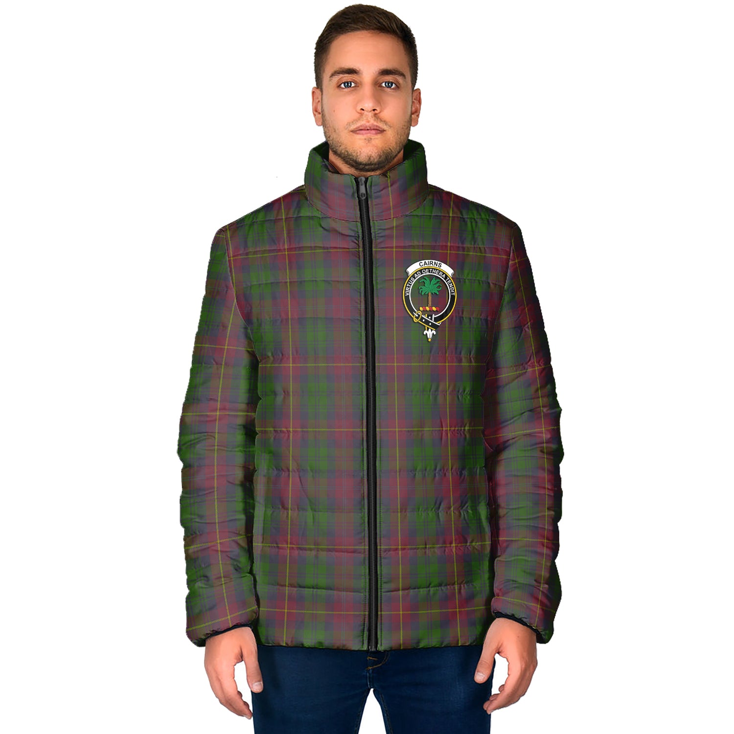 Cairns Tartan Padded Jacket with Family Crest - Tartan Vibes Clothing