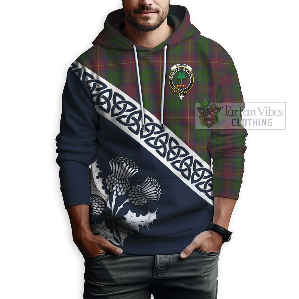 Cairns Tartan Hoodie Featuring Thistle and Scotland Map - Tartan Vibes Clothing