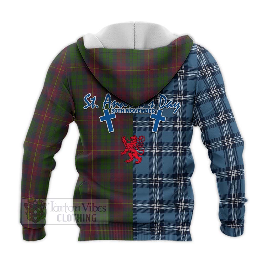 Cairns Tartan Knitted Hoodie Happy St. Andrew's Day Half Tartan Style - Tartan Vibes Clothing