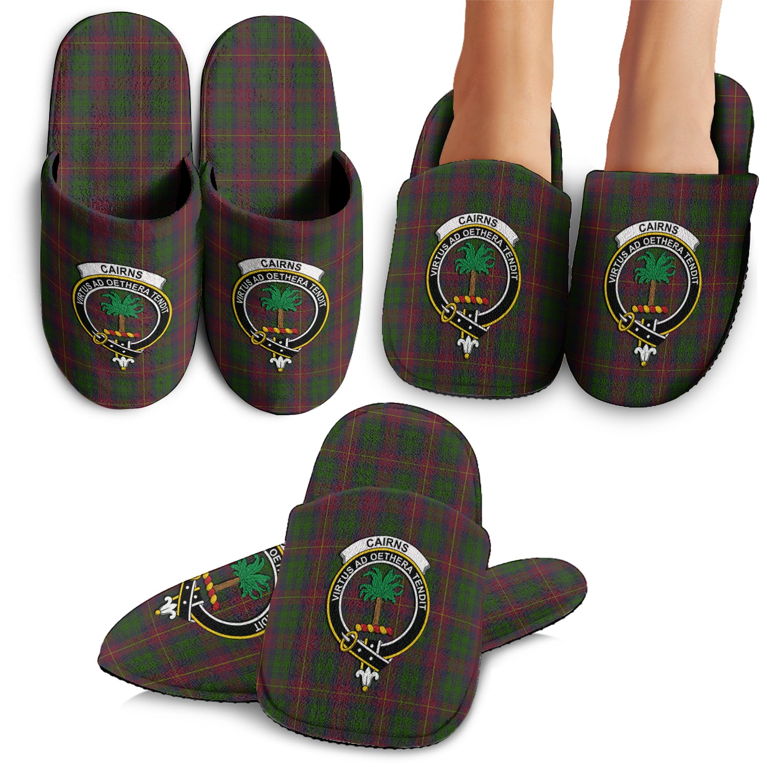 Cairns Tartan Home Slippers with Family Crest - Tartanvibesclothing