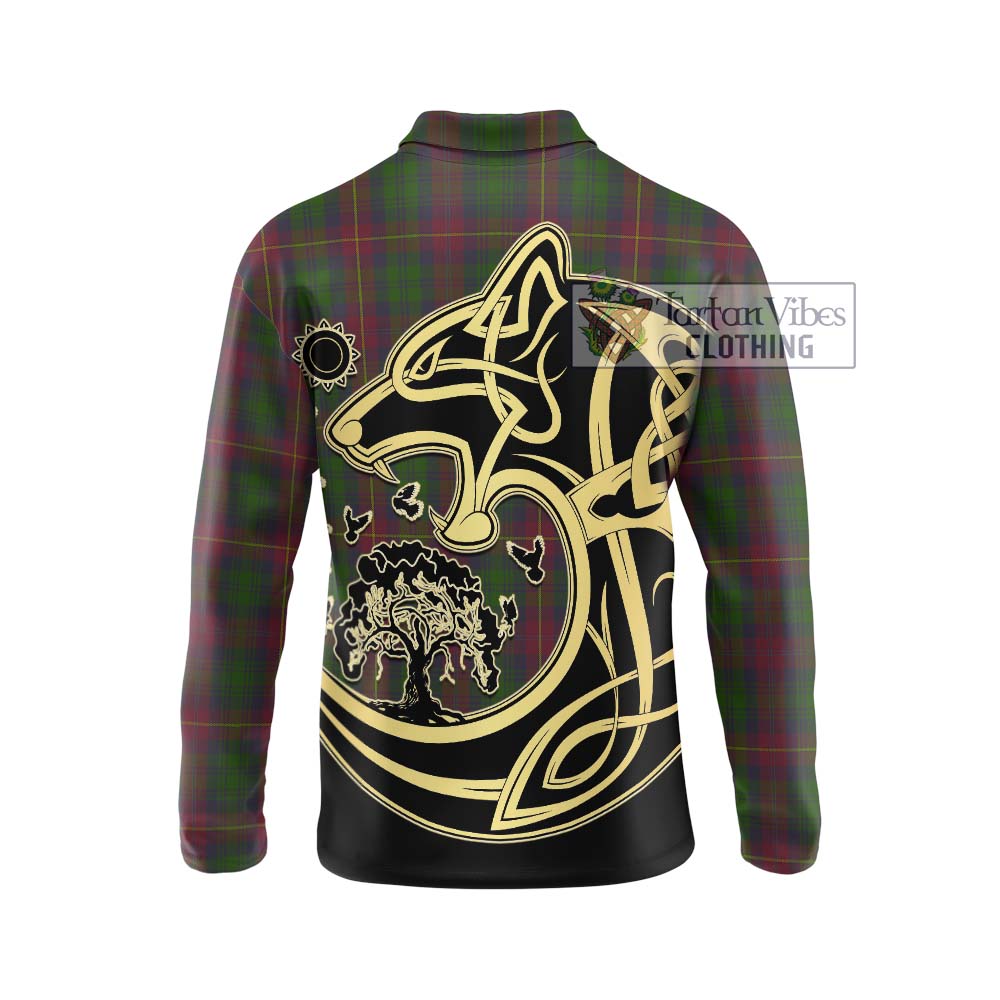 Cairns Tartan Long Sleeve Polo Shirt with Family Crest Celtic Wolf Style - Tartan Vibes Clothing