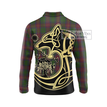 Cairns Tartan Long Sleeve Polo Shirt with Family Crest Celtic Wolf Style - Tartan Vibes Clothing