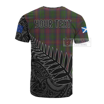 Tartan Vibes Clothing Cairns Crest Tartan Cotton T-shirt with New Zealand Silver Fern Half Style