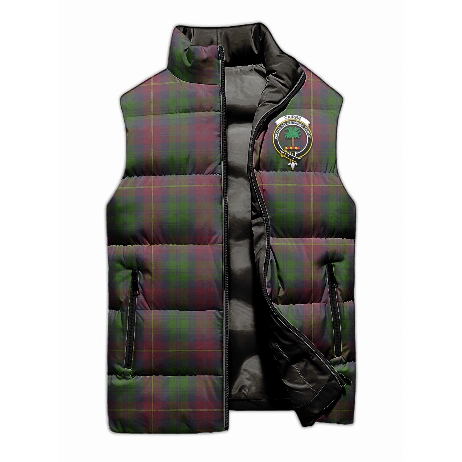 Cairns Tartan Sleeveless Puffer Jacket with Family Crest - Tartan Vibes Clothing