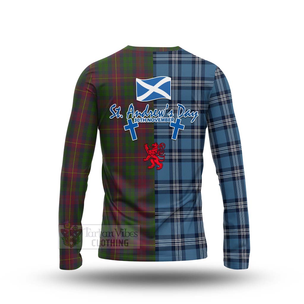 Cairns Tartan Long Sleeve T-Shirt Happy St. Andrew's Day Half Tartan Style - Tartan Vibes Clothing
