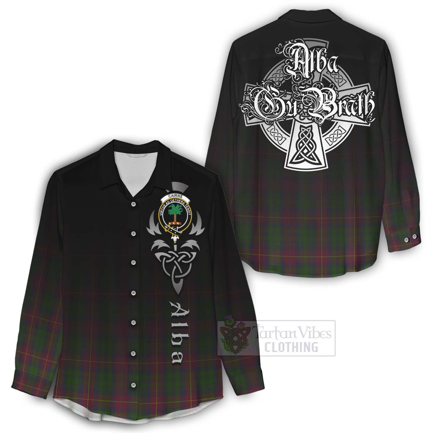 Cairns Tartan Women's Casual Shirt Featuring Alba Gu Brath Family Crest Celtic Inspired - Tartan Vibes Clothing