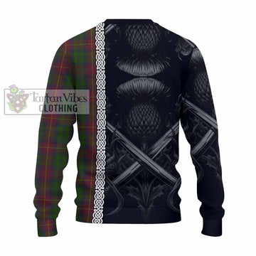 Cairns Tartan Knitted Sweater with Family Crest Cross Sword Thistle Celtic Vibes - Tartan Vibes Clothing