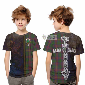 Cairns Tartan Family Crest Kid T-Shirt Alba Gu Brath Be Brave Lion Ancient Style - Tartan Vibes Clothing