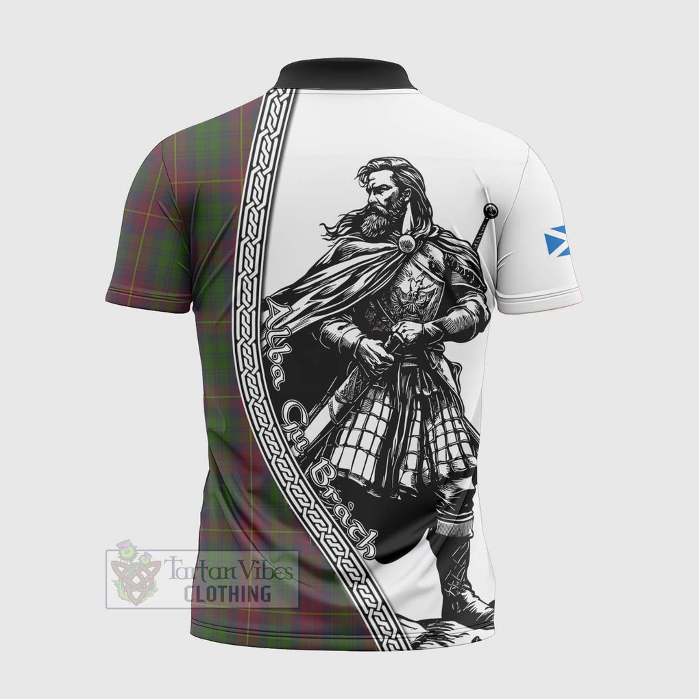 Cairns Tartan Clan Crest Zipper Polo Shirt with Highlander Warrior Celtic Style - Tartan Vibes Clothing