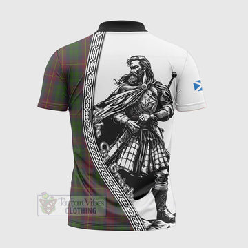 Cairns Tartan Clan Crest Zipper Polo Shirt with Highlander Warrior Celtic Style - Tartan Vibes Clothing
