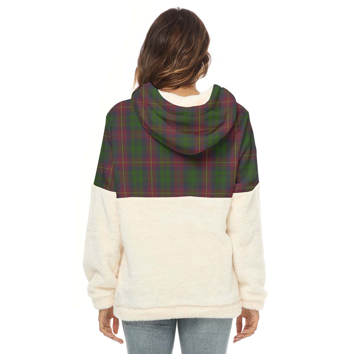 Cairns Tartan Half Style Women's Borg Fleece Hoodie with Half Zip with Family Crest - Tartan Vibes Clothing