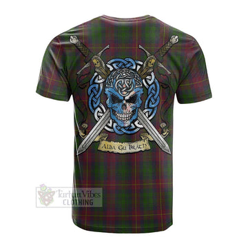 Tartan Vibes Clothing Cairns Tartan Cotton T-shirt with Family Crest Celtic Skull Style