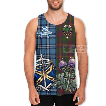 Cairns Tartan Men's Tank Top Happy St. Andrew's Day Half Tartan Style - Tartan Vibes Clothing