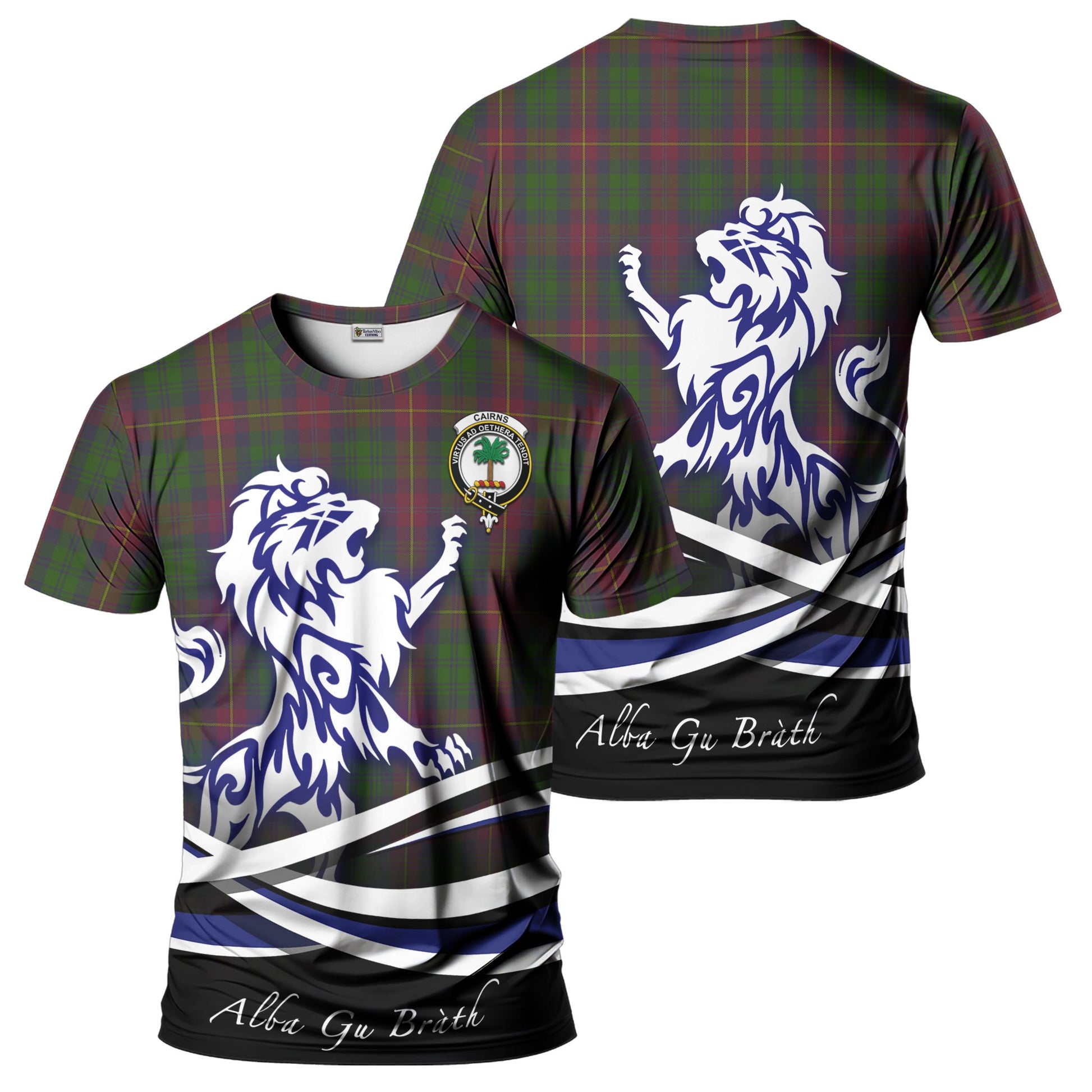 Cairns Tartan T-Shirt with Alba Gu Brath Regal Lion Emblem - Tartan Vibes Clothing
