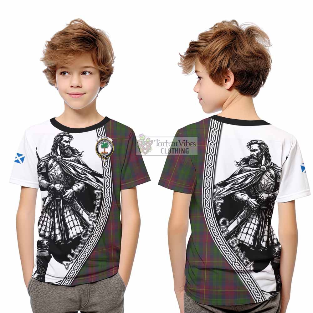 Cairns Tartan Clan Crest Kid T-Shirt with Highlander Warrior Celtic Style - Tartan Vibes Clothing