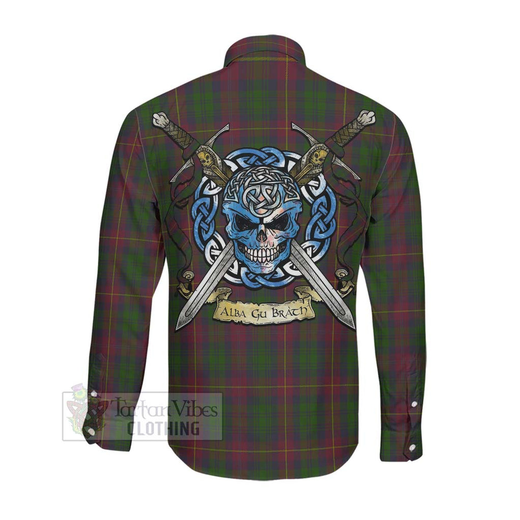 Cairns Tartan Long Sleeve Button Shirt with Family Crest Celtic Skull Style Men's Shirt - Tartan Vibes Clothing
