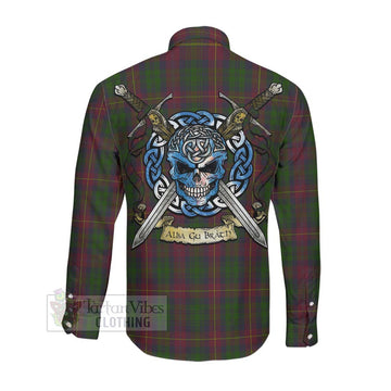 Cairns Tartan Long Sleeve Button Shirt with Family Crest Celtic Skull Style Men's Shirt - Tartan Vibes Clothing