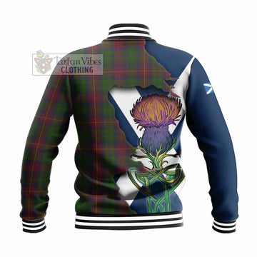 Tartan Vibes Clothing Cairns Tartan Family Crest Baseball Jacket Scottish Thistle Celtic Inspired