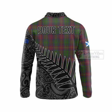 Tartan Vibes Clothing Cairns Crest Tartan Long Sleeve Polo Shirt with New Zealand Silver Fern Half Style