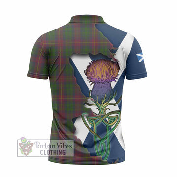Tartan Vibes Clothing Cairns Tartan Family Crest Zipper Polo Shirt Scottish Thistle Celtic Inspired