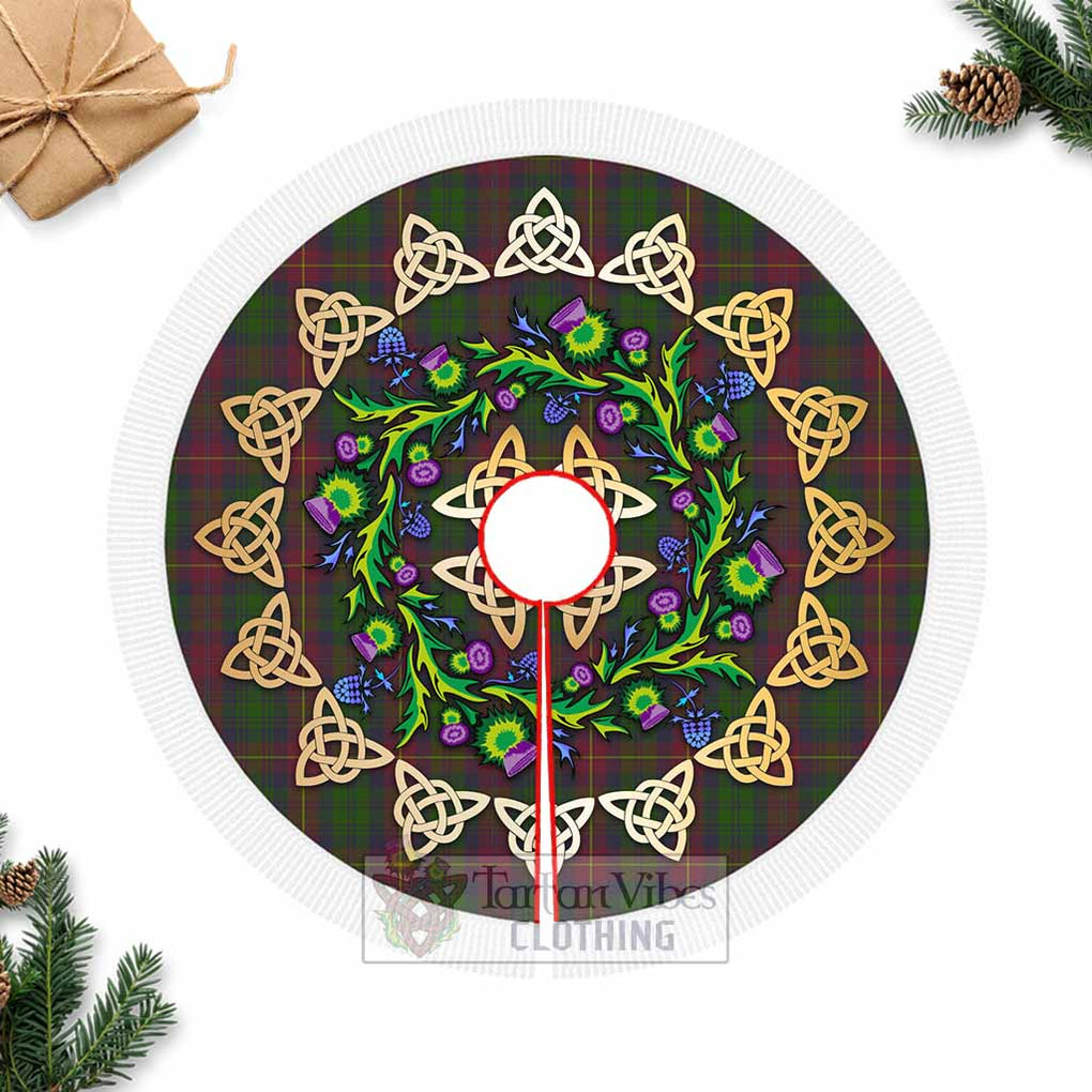 Cairns Tartan Christmas Tree Skirt with Thistle Celtic Knot Style Fringed Tree Skirts - Tartan Vibes Clothing