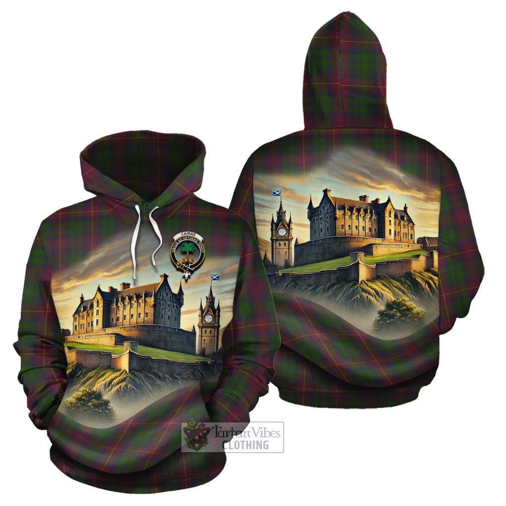 Cairns Tartan Family Crest Cotton Hoodie with Scottish Ancient Castle Style - Tartan Vibes Clothing