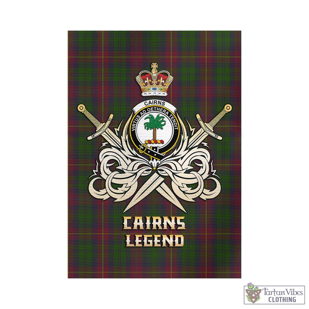 Tartan Vibes Clothing Cairns Tartan Flag with Clan Crest and the Golden Sword of Courageous Legacy