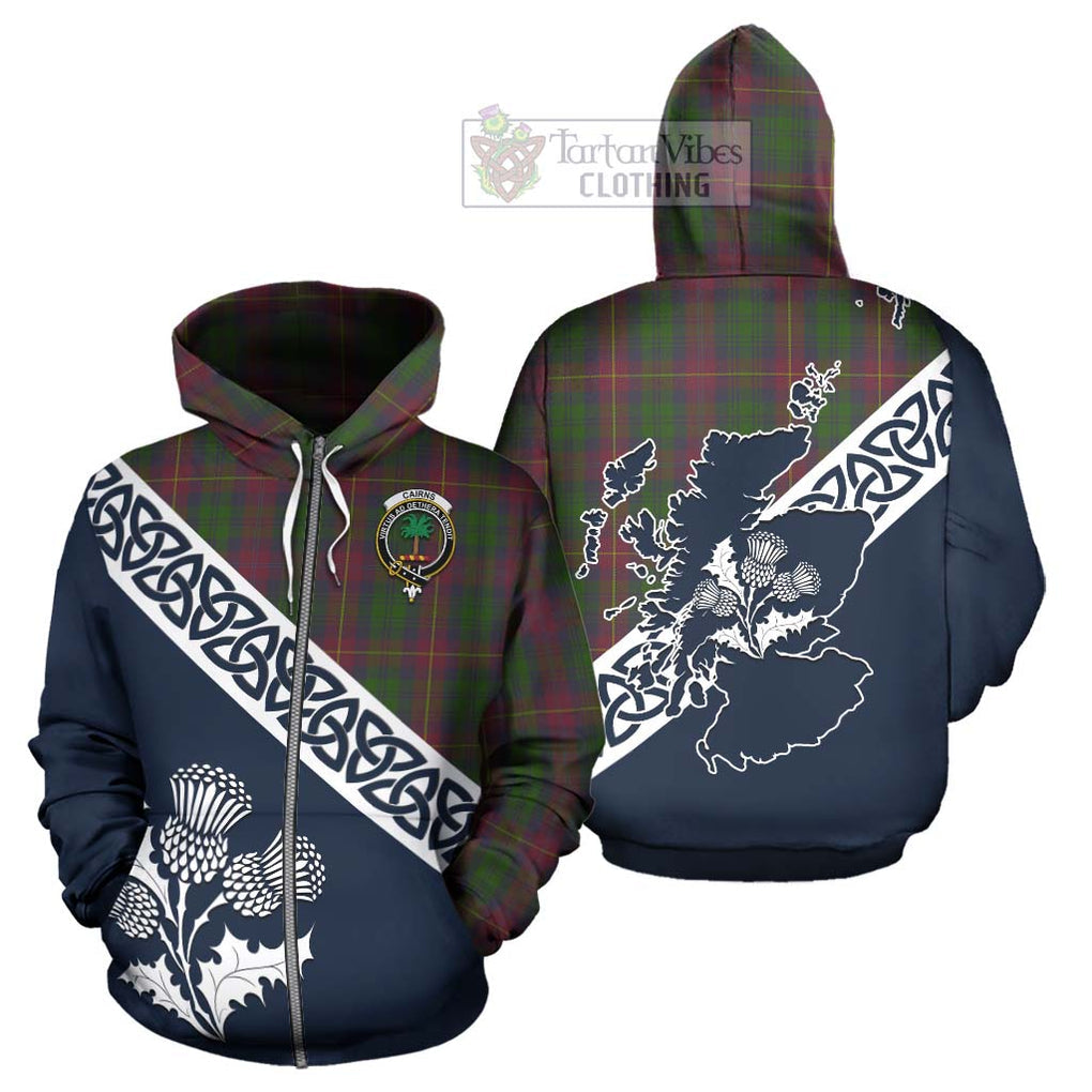 Cairns Tartan Hoodie Featuring Thistle and Scotland Map - Tartan Vibes Clothing