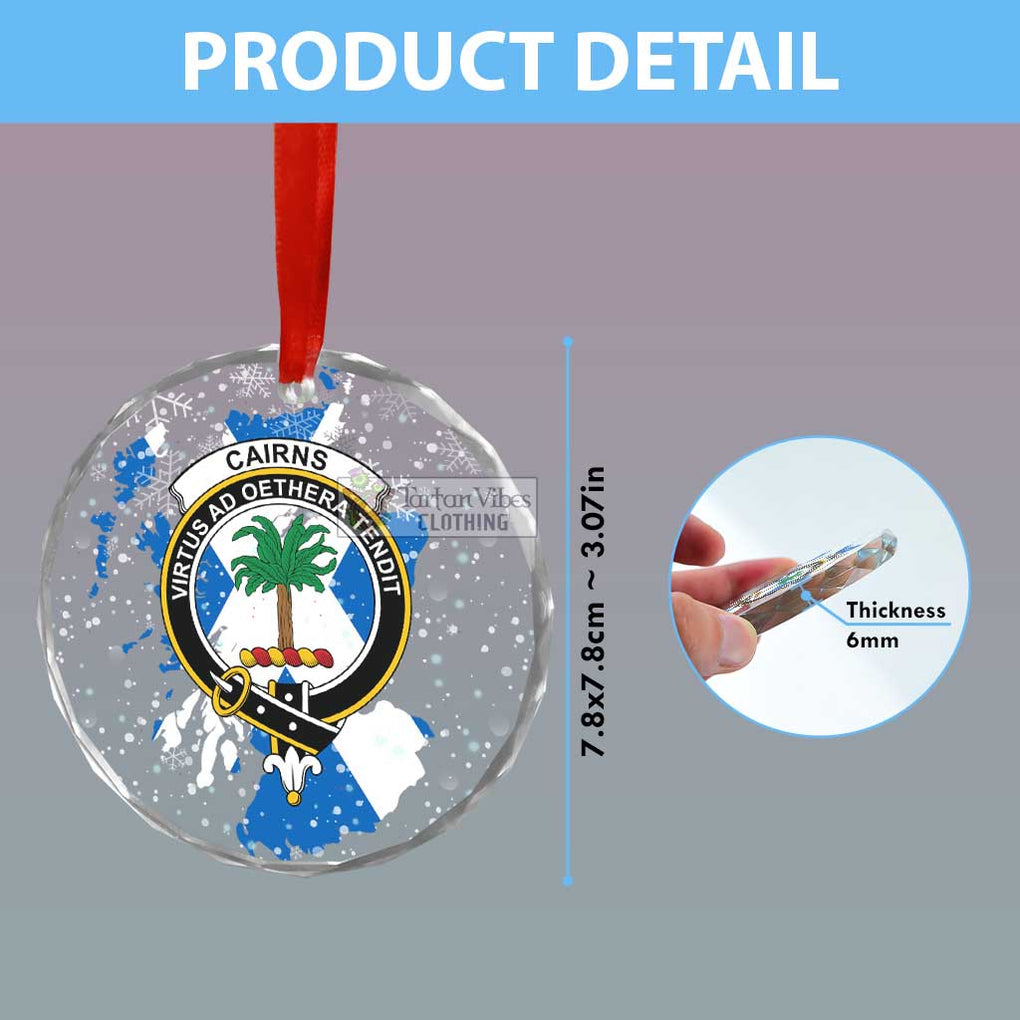 Tartan Vibes Clothing Cairns Clan Crest Christmas Glass Ornament with Scotland Map