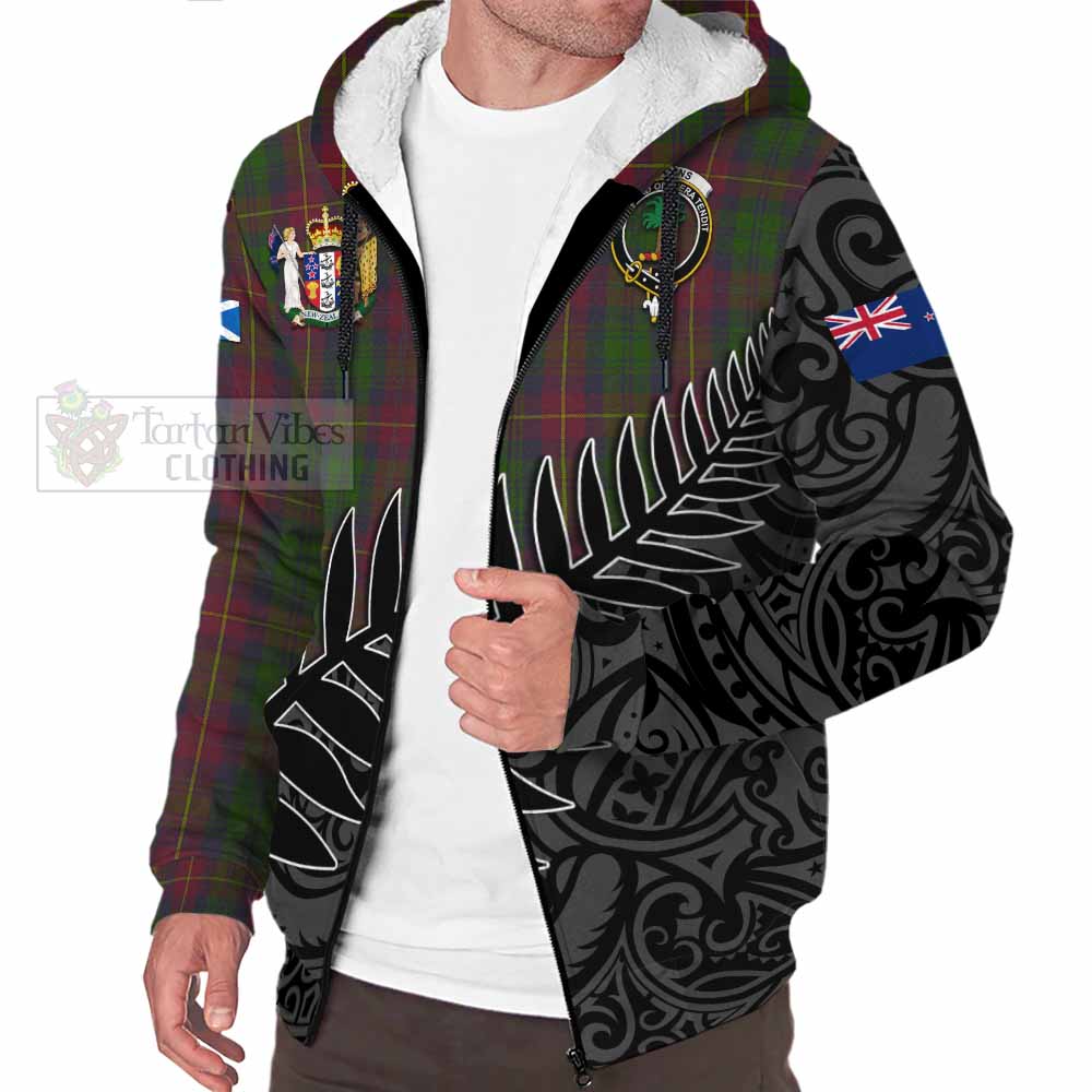 Tartan Vibes Clothing Cairns Crest Tartan Sherpa Hoodie with New Zealand Silver Fern Half Style