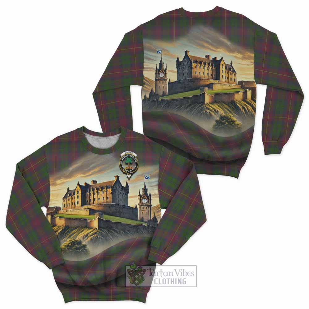 Cairns Tartan Family Crest Sweatshirt with Scottish Ancient Castle Style - Tartan Vibes Clothing