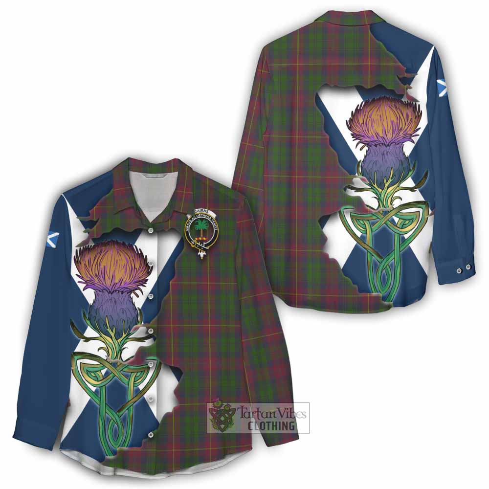 Tartan Vibes Clothing Cairns Tartan Family Crest Women's Casual Shirt Scottish Thistle Celtic Inspired