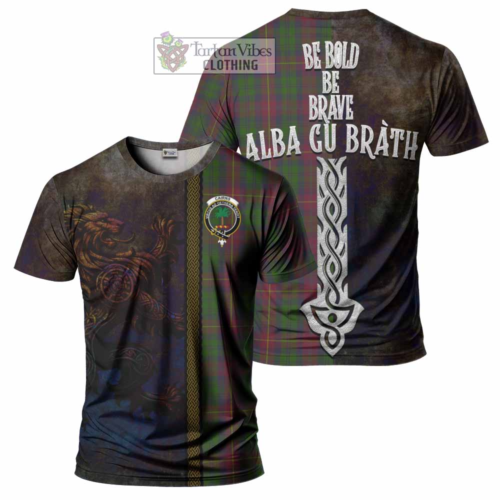 Cairns Tartan Family Crest T-Shirt Alba Gu Brath Be Brave Lion Ancient Style - Tartan Vibes Clothing