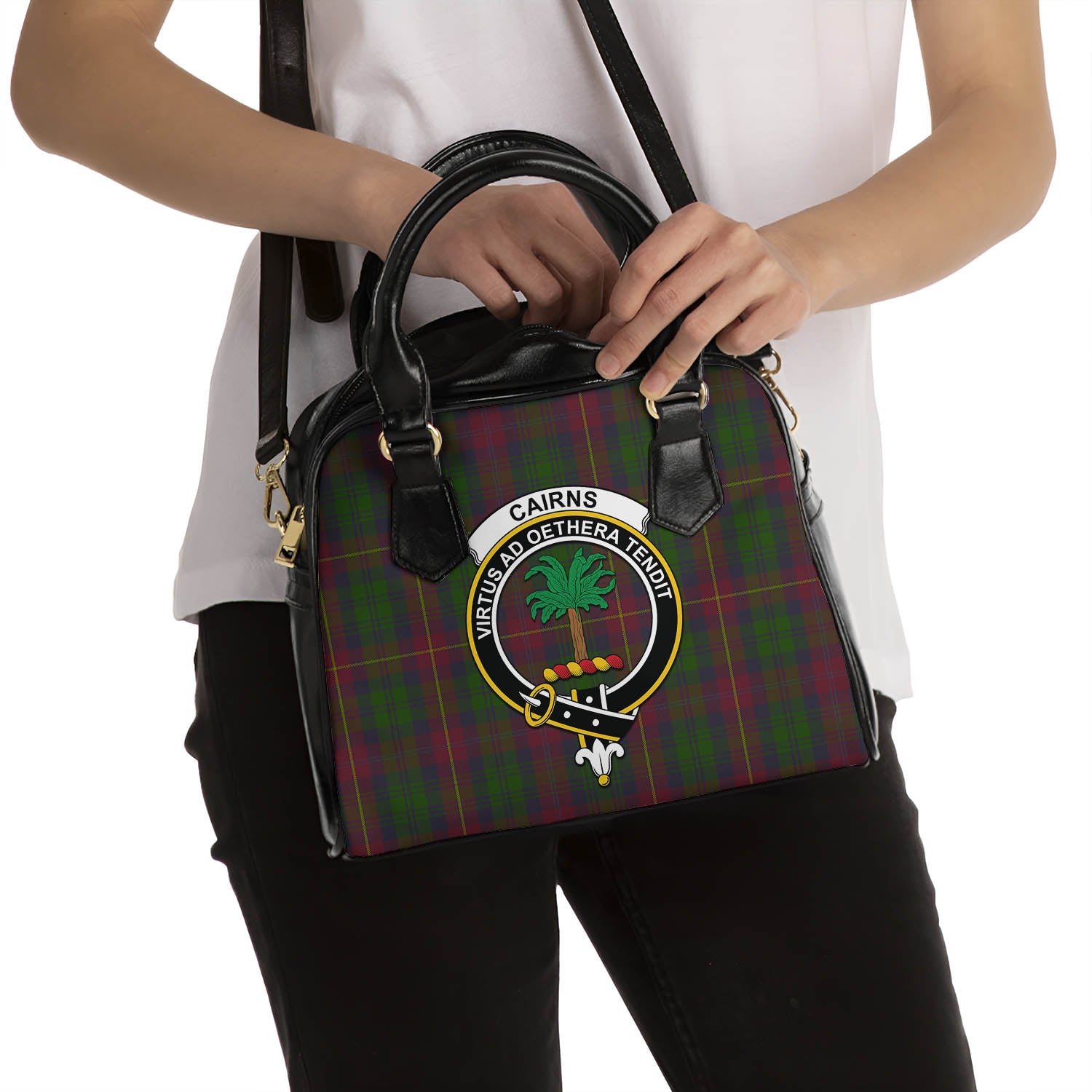Cairns Tartan Shoulder Handbags with Family Crest - Tartan Vibes Clothing